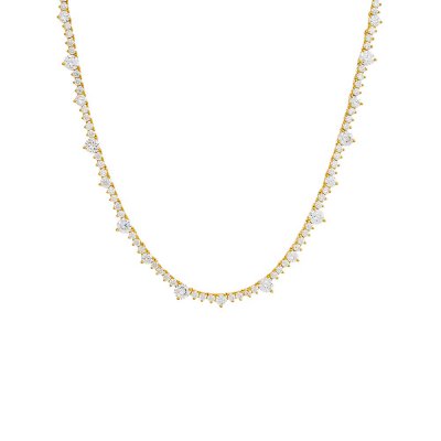 Accented Three Prong Tennis Necklace