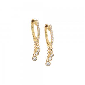 Diamond Bezel Dangling Huggie Earring 14K