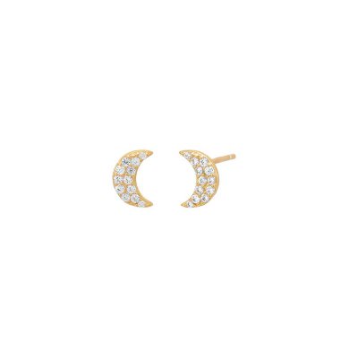 Mini Pave Moon Stud Earring