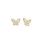 Pave X Baguette Butterfly Stud Earring