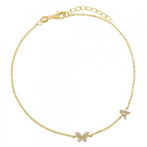 Pave Butterfly Initial Anklet