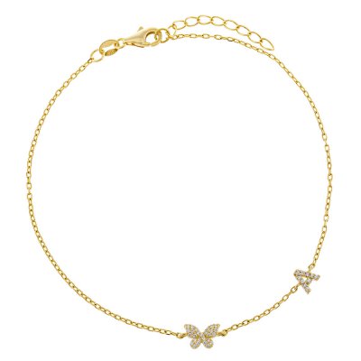 Pave Butterfly Initial Anklet