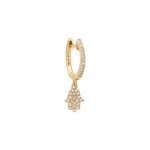 Diamond Dangling Pave Hamsa Huggie Earring 14K