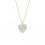 Pave Outlined Heart Stone Necklace