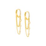 Pave Bezel Chain Huggie Earring