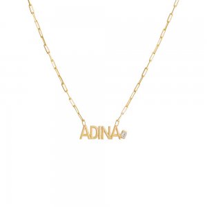 Baguette Bezel Uppercase Block Name Necklace