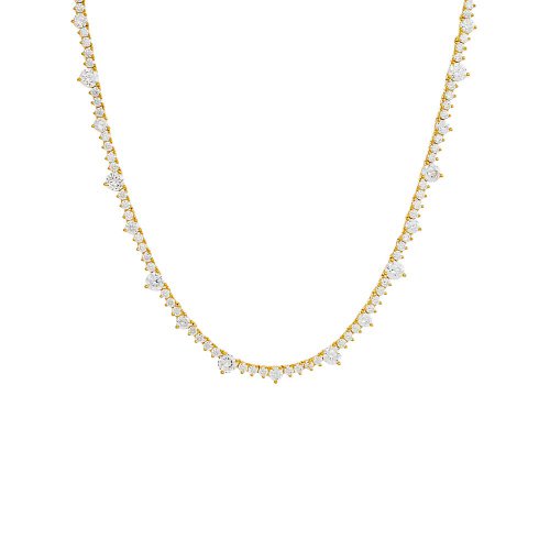 Accented Three Prong Tennis Necklace