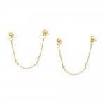 Colored CZ Cluster Double Chain Stud Earring