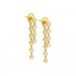 Double Bezel Chain Drop Stud Earring