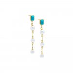 Stone X Pearl Drop Stud Earring