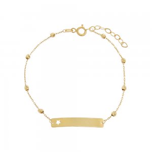 Engravable Cutout Star Bar Chain Bracelet 14K