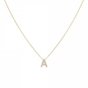 Diamond Initial Necklace 14K