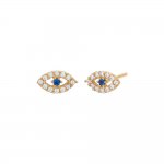 CZ Colored Evil Eye Stud Earring 14K