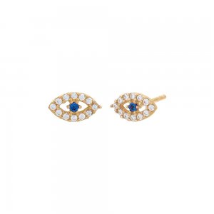 CZ Colored Evil Eye Stud Earring 14K