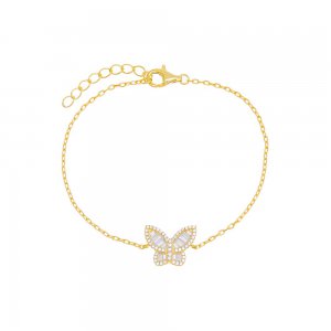 Pave X Baguette Butterfly Bracelet