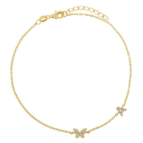 Pave Butterfly Initial Anklet