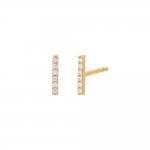 Tiny Diamond Bar Stud Earring 14K