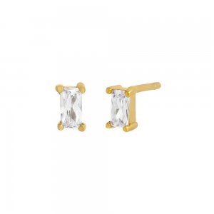 Tiny Baguette Stud Earring