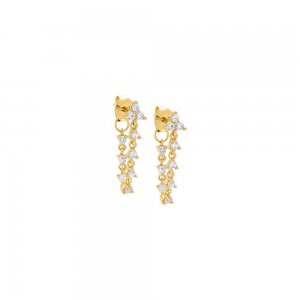 Trio Cluster CZ Front Back Drop Stud Earring