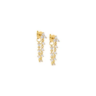 Trio Cluster CZ Front Back Drop Stud Earring