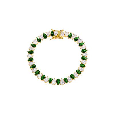 Colored Wide Pear Shaped Tennis Bracelet