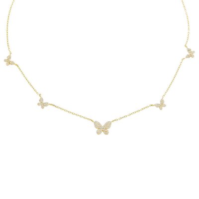 Pave 5 Butterfly Necklace