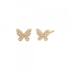 Diamond Mini Butterfly Stud Earring 14K