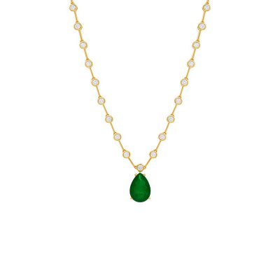 Colored Teardrop X Bezel Tennis Necklace