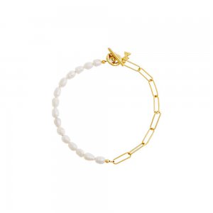 Toggle Pearl X Paperclip Chain Bracelet