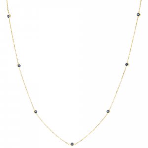 Enamel Evil Eye Bead Necklace 14K