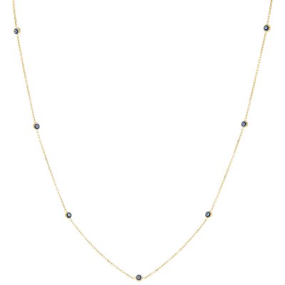 Enamel Evil Eye Bead Necklace 14K