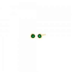 Tiny Colored Solitaire Bezel Stud Earring