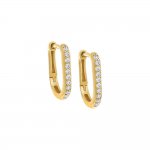 Diamond Oval Pave Huggie Earring 14K