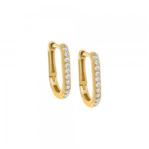 Diamond Oval Pave Huggie Earring 14K