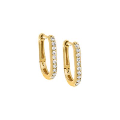 Diamond Oval Pave Huggie Earring 14K