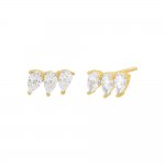 Triple Teardrop Curved Bar Stud Earring