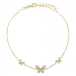 Pave Triple Butterfly Anklet