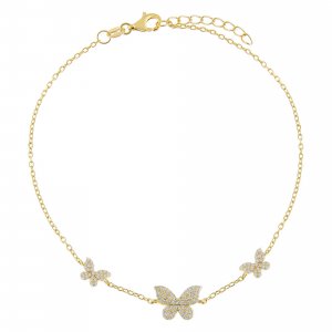 Pave Triple Butterfly Anklet