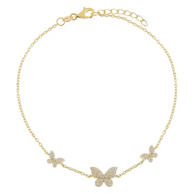 Pave Triple Butterfly Anklet