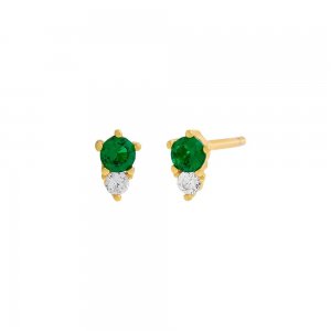 Colored Graduated Double Solitaire Stud Earring