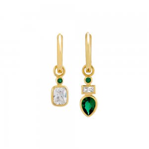 Dangling Multi Stone Bezel Huggie Earring