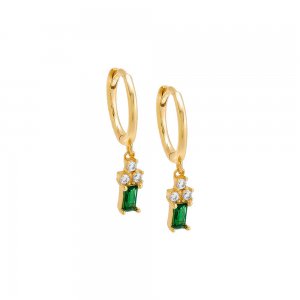 Dangling Multi Stone Huggie Earring