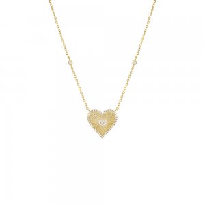 Pave Double Heart Ridged Necklace