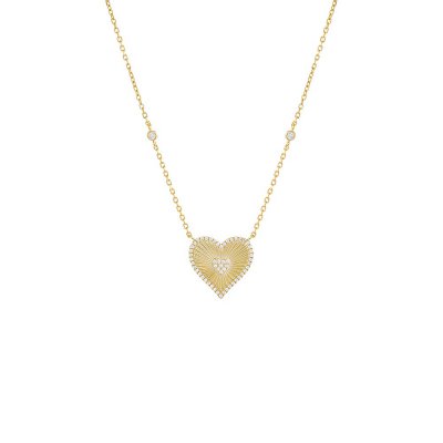 Pave Double Heart Ridged Necklace