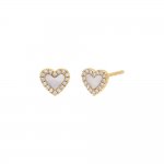 Diamond Colored Stone Heart Stud Earring 14K