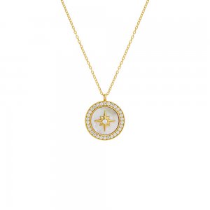 Mother Of Pearl Starburst CZ Necklace