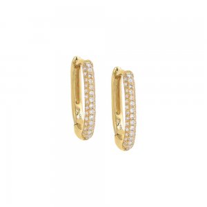 Diamond Pave Oval Huggie Earring 14K