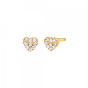 Tiny Pave Heart Stud Earring