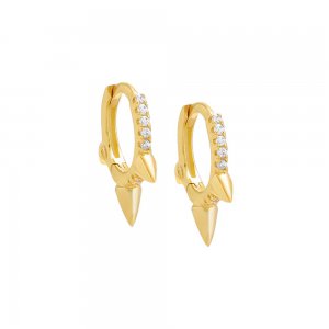 Pave Triple Spike Huggie Earring