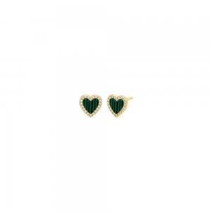 Colored Stone Pave Heart Stud Earring